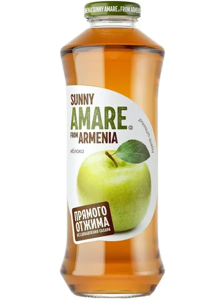 SUNNY AMARE Яблочный сок прямого отжима без сахара 750 мл
