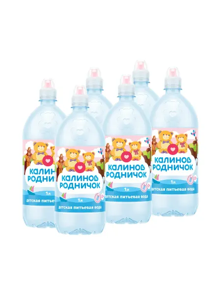Калинов Родничок Вода для детей с дозатором, 6 шт по 1 л