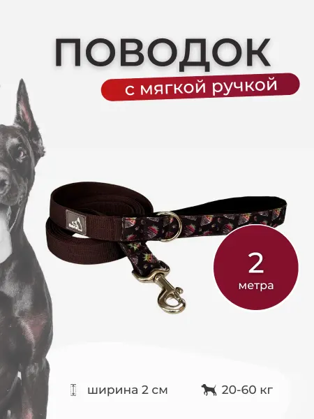 Rafa Petshop Поводок с мягкой ручкой 2 метра