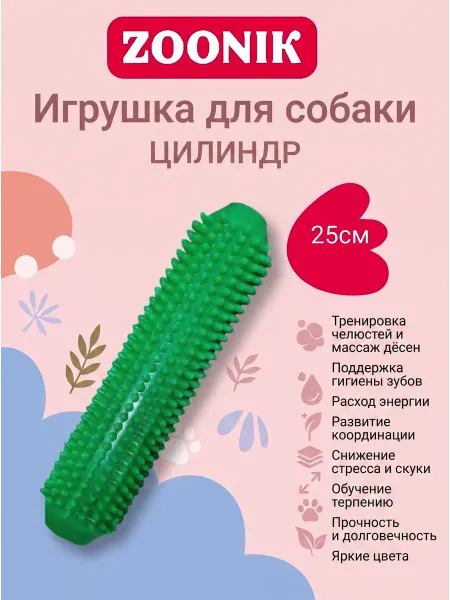 Зооник Игрушка для собак цилиндр массажный 25см