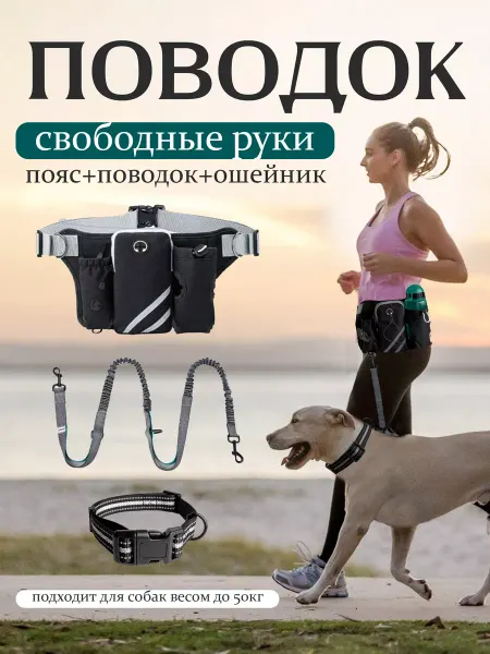 AnDaDiDa Family Поводок свободные руки с сумкой на пояс для собак
