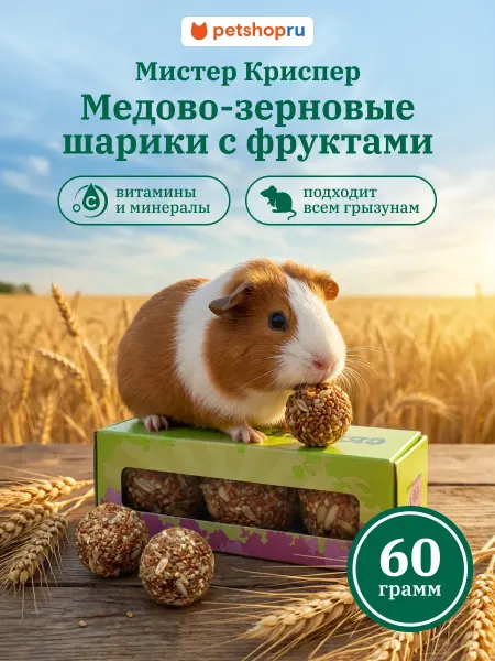 MR.Crisper Медово-зерновые шарики для грызунов с фруктами 3шт