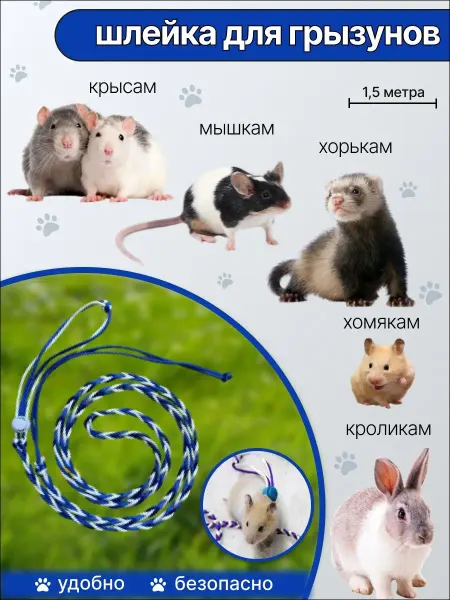 Dog Face Шлейка для грызунов поводок для крыс хомяков хорьков