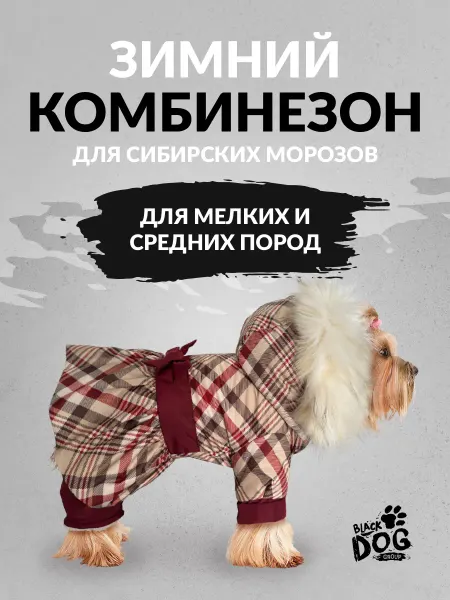 BLACK DOG GROUP Комбинезон зимний для собак мелких пород с капюшоном