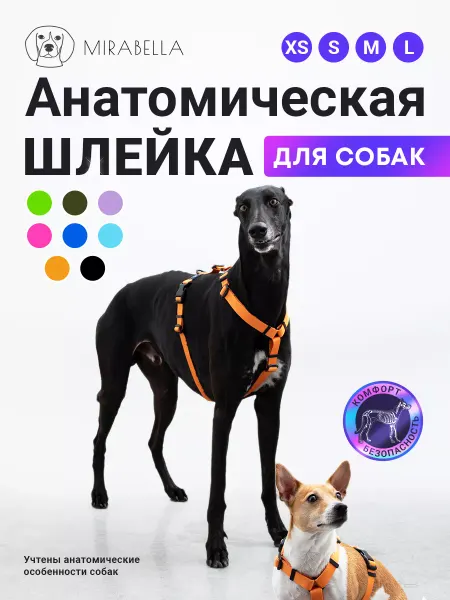 Mirabella dog store Анатомическая шлейка для собак однотонная