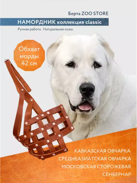 Берта ZOO STORE Намордник кожаный для крупных пород собак
