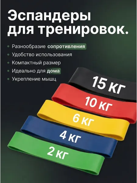 Фитнес резинки Резинки для фитнеса латексные длинные 5шт