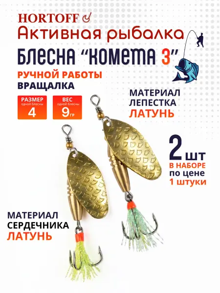 HORTOFF Блесна вращающаяся для рыбалки "Комета 3-05", на щуку, 2 шт