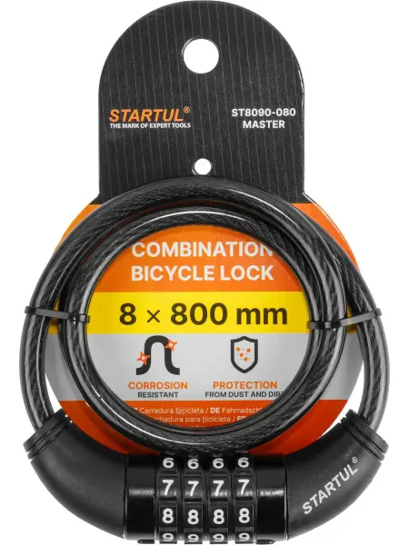 Startul Замок навесной для велосипеда кодовый 8х800 мм ST8090-080