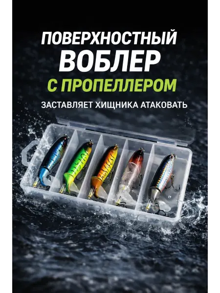 Набор воблеров приманок для рыбалки на щуку 5 шт