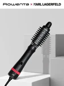 Фен-щетка для волос Rowenta x Karl Lagerfeld 5в1 (CF635LF0) 800 Вт, кол-во насадок 5, черный, красный