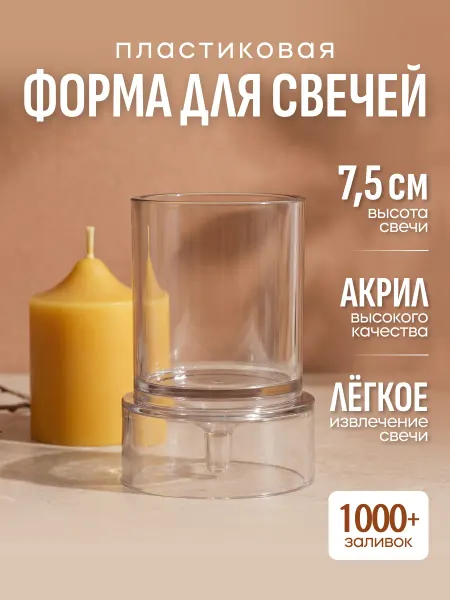Nirava-Candle Форма для свечей цилиндр пластиковая 5x7,5 см