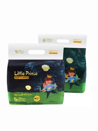 Детские подгузники Little Prince, 5 XL 12-17 кг 30 шт, 6 XXL 15 кг 24 шт
