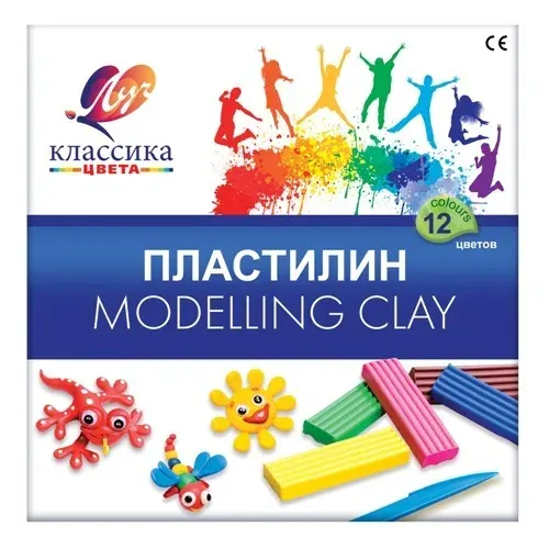 Пластилин 12цв 240г Луч "Классика", со стеком, картонная упаковка