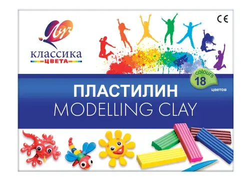 Пластилин Луч Классика, 18 цветов, 360 грамм + стек