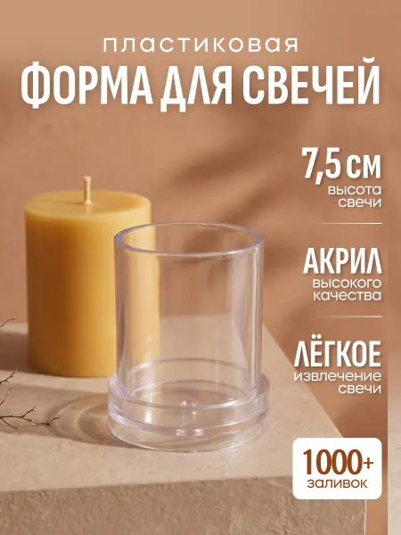 Nirava-Candle Форма для свечей цилиндр пластиковая 6x7,5 см