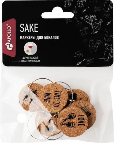 Маркеры для бокалов APOLLO Sake 2,5x2,5x5,5см, железо Арт. SAK-01, 6шт