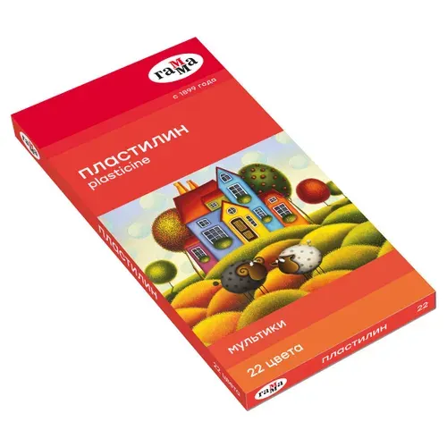 Пластилин для школы Гамма "Мультики", 22 цвета, 440г, со стеком, картонная упаковка