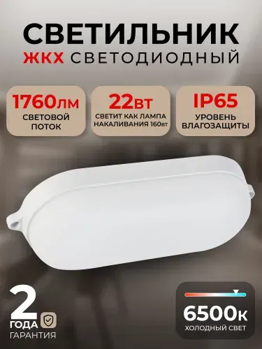 Cветодиодный светильник BT овал 22Вт/6500K/IP65 (SBL-BT22-65)