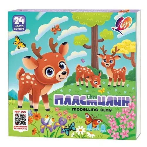 Пластилин Луч 24 цвета 360гр ZOO длинный брусок