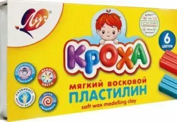 Пластилин восковой Луч 6 цветов 90гр Кроха со стеком