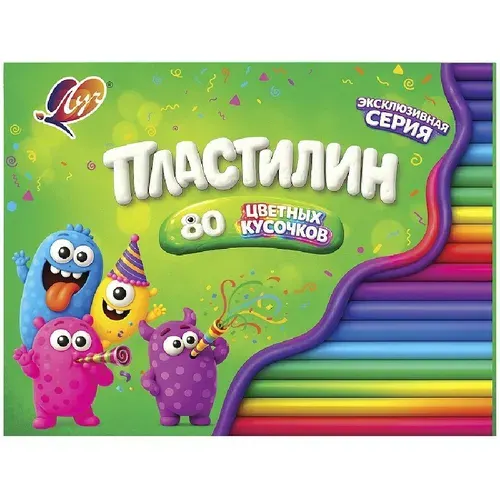Пластилин Луч 80 цветов 690гр со стеком