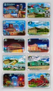 Магниты сувениры Новосибирск набор 10 шт., 8х5,5 см.