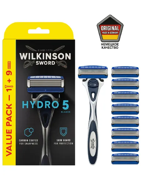 Wilkinson Sword Hydro 5 Carbon Бритвенный мужской станок с 9 кассетами