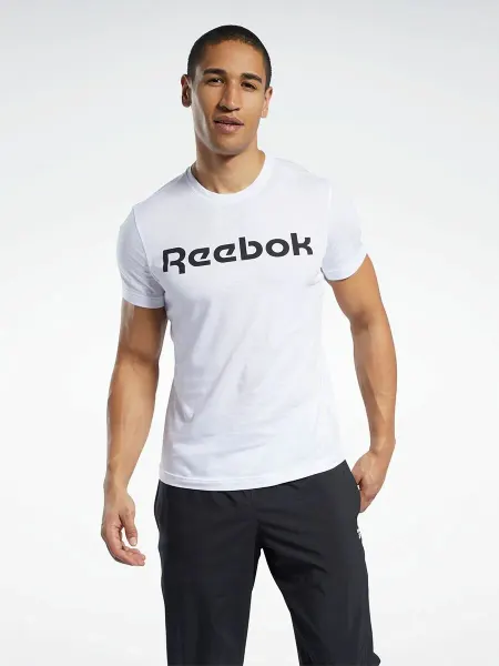 Reebok Футболка с принтом хлопок однотонная