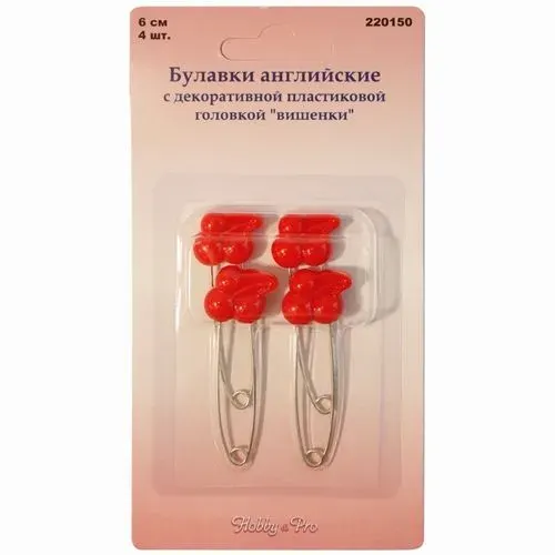 Hobby&Pro Булавка 6 см, 4 шт., цвет: красный
