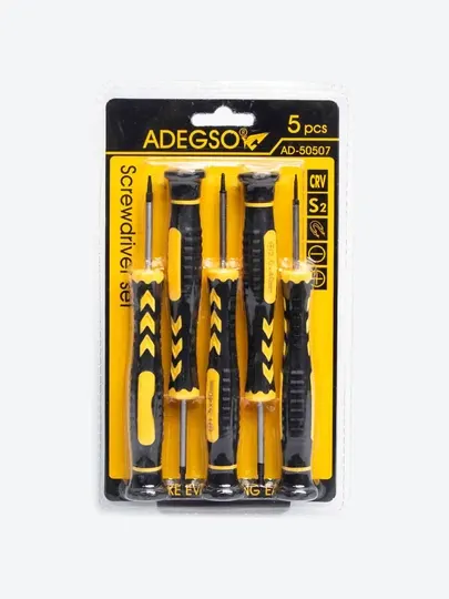 ADEGSO AD-50507 – набор из 5 прецизионных отверток сталь Cr-V S2 с прорезиненной рукояткой