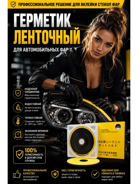 Герметик ленточный для вклейки автомобильных стекол на фару