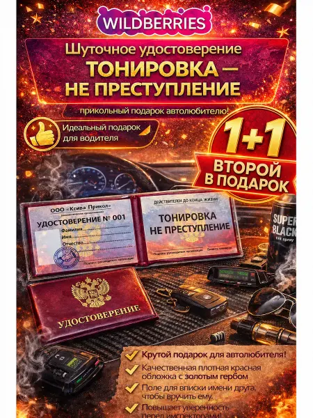 Удостоверение сувенирное шуточное -тонировка не преступление