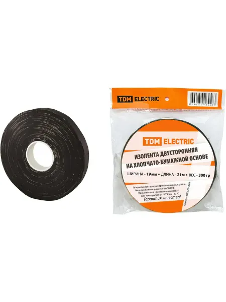 Изолента TDM ELECTRIC двусторонняя ХБ 19 мм x 21 м 300 г