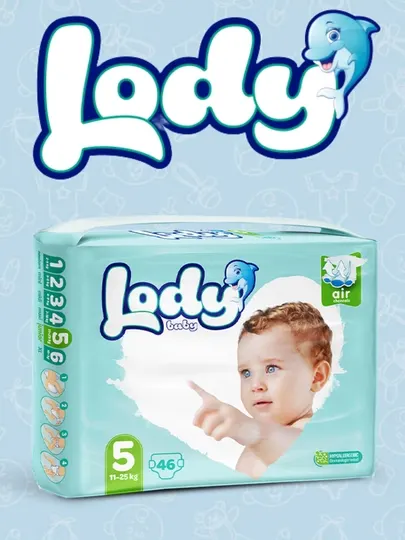Подгузники LODY BABY 5, 11-25 кг, 46 шт