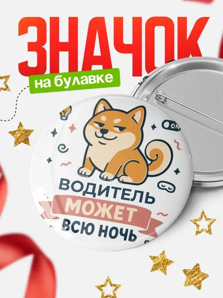 КлассныеШтучки Значок Водитель кот подарок коллеге смешной принт