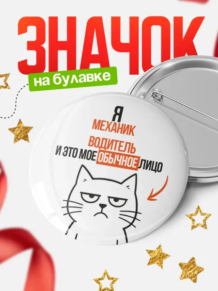 КлассныеШтучки Значок механик водитель мое обычное лицо