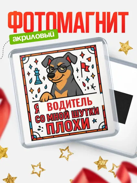 КлассныеШтучки Магнит Водитель со мной шутки плохи пинчер офисный юмор п
