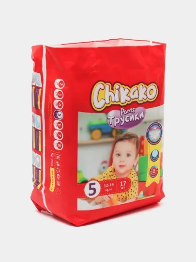Подгузники трусики детские Chikako mini, 5 размер, 12-19 кг, 17 шт