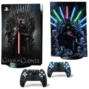 Наклейка виниловая защитная на игровую консоль Sony PlayStation 5 Fat Disc Edition, Game of Clones, полный комплект с геймпадами