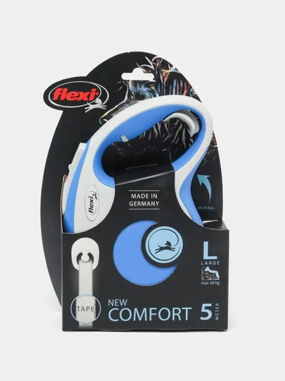 Рулетка поводок Flexi New Comfort L Tape Blue, ленточный, 5 м