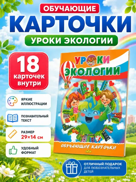 ЛитУр Обучающие карточки Уроки экологии, 18 шт