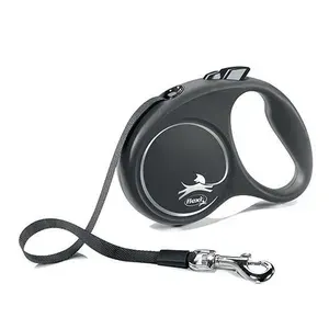 Поводок-рулетка Flexi Black Design S для собак весом до 15 кг, 5 м, черный с серебром