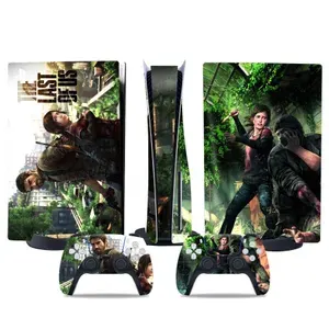 Наклейка виниловая защитная на игровую консоль Sony PlayStation 5 Fat Disc Edition, The Last of Us-5, полный комплект с геймпадами