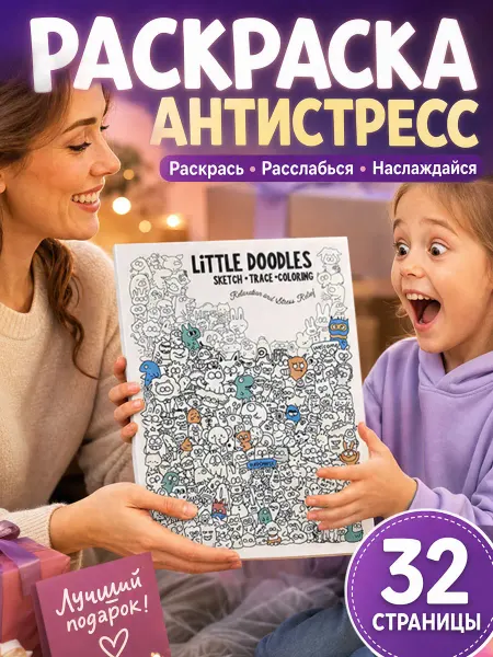 Раскраска антистресс взрослая и для девочек, cartoon-мотивы
