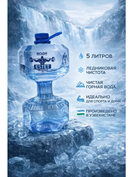 Вода питьевая 5 литров спортивная ESTET WATER в форме гантел…