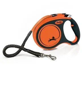 Flexi Xtreme L поводок-рулетка ремень 5 м до 65 кг, черный/оранжевый