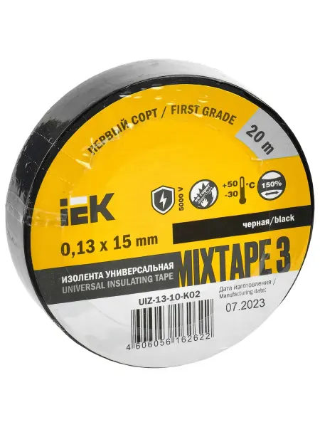 Iek Изолента ПВХ 15мм, 20м, черная ИЭК UIZ-13-10-K02