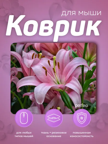 PERFEO Игровой коврик для мышки маленький цветы лилия Рис.5