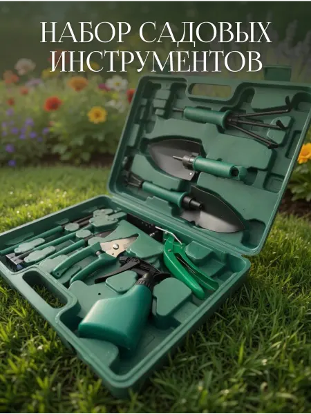 Набор садовых инструментов 10 в 1 в кейсе для сада и дома